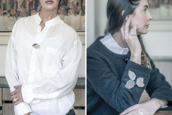 Two models sampling jewelry creations by Monica Berdin